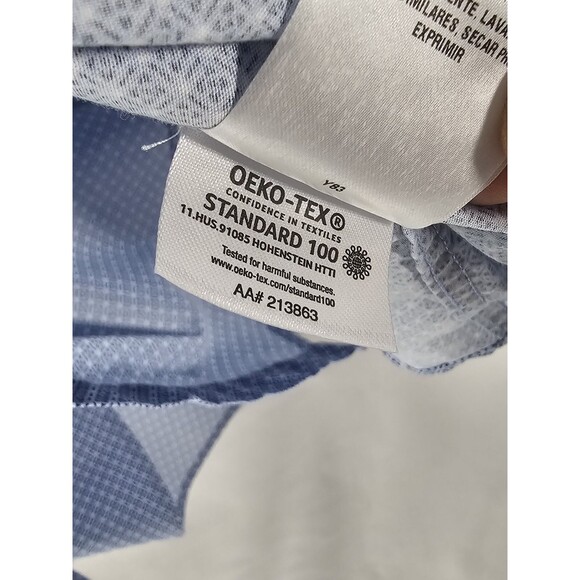 Tommy Hilfiger Mens 16 32/33 L Blue Slim Fit Stretch Button Front Shirt - Picture 6 of 8